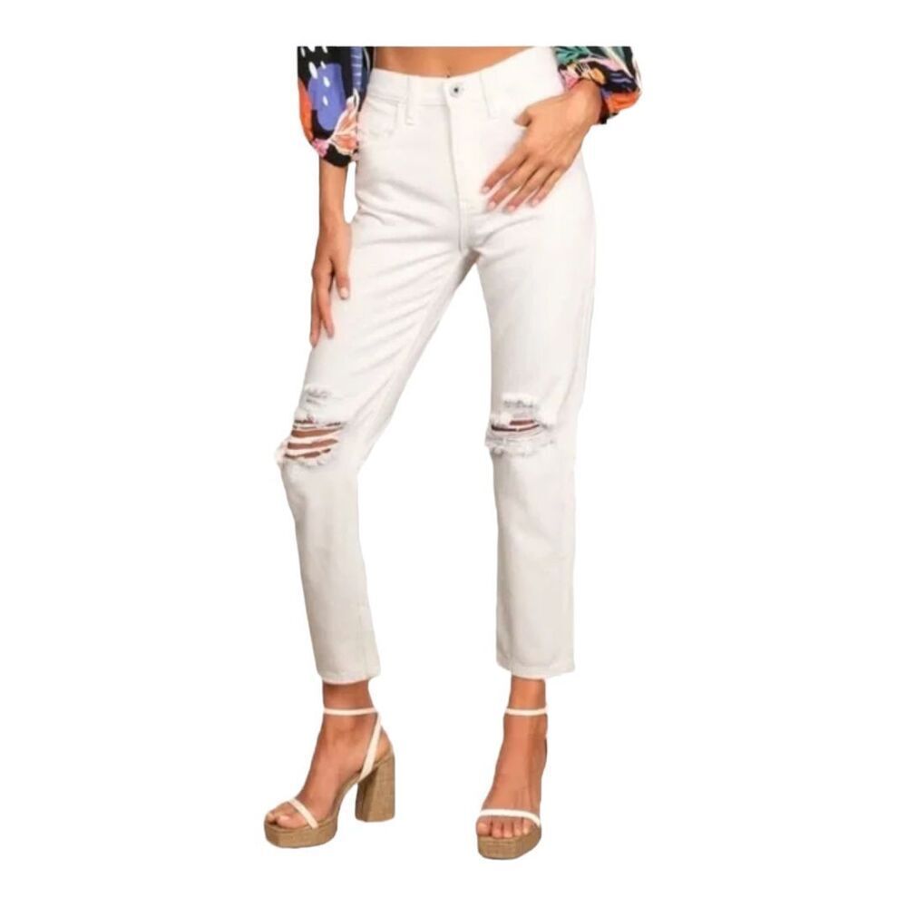 NEW! AFRM Distressed Mom Jeans – White, Size 33, NWT